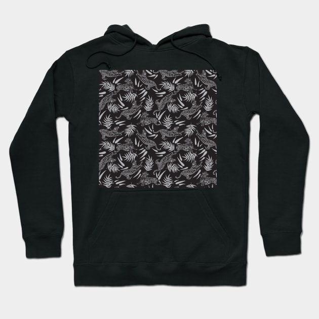 Tigers and Bamboos in the Dark / Big Cats, Leaves, Black Hoodie by matise